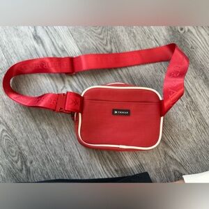 Red Fannypack with Cream Trim
